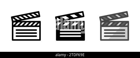 Mehrzweck-Klappensymbol in Kontur, Glyphe, gefüllter Kontur. Verschiedene Stile des Klapper-Vektorsymbols. Drei Stilvarianten in einem Paket. Stock Vektor