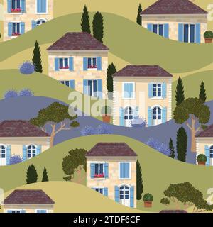 Nahtloses Muster in französischer Stadt Stock Vektor