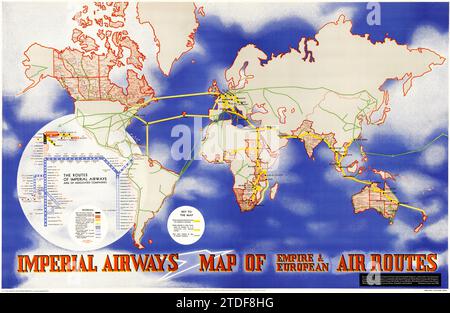 Imperial Airways Karte der Empire- und European Air-Routen. 1937 von Laszlo Moholy-Nagy Stockfoto