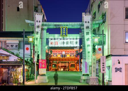 13. Januar 2017: Kanda-Schrein bei Nacht. Die Geschichte des Schreins geht auf das Jahr 730 zurück. Stockfoto