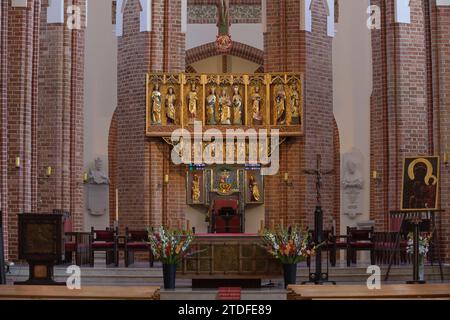 Hauptaltar, Jakobskathedrale, Stettin, Woiwodschaft Westpommern, Polen *** Hauptaltar, Kathedrale St. James, Stettin, Woiwodschaft Westpommern, Polen Stockfoto