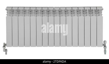 Aluminium-Heizkörper Nahaufnahme isoliert auf weißem Hintergrund Stockfoto