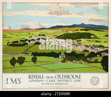 LMS Vintage Travel Poster - London, Midland, & Scottish Railway Company Travel Poster (ca. 1930) Kendal aus Oxenholme - Norman Wilkinson Kunstwerk Stockfoto