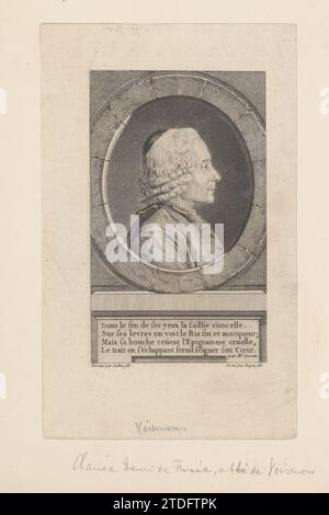 Portret van Claude Henri de Rocket von Voisenon, Jean Pierre Julien Dupin (II), nach Charles Nicolas Cochin (II), 1763–1786 Print ist Teil eines Albums. Papiergravur / Ätzdruck ist Teil eines Albums. Papiergravur/Ätzung Stockfoto