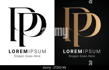 Luxuriöses Initial-Logo aus PP mit Monogramm und Textbuchstaben Stock Vektor