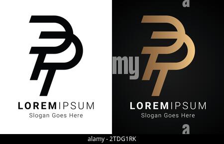 Luxuriöses Initial-Logo aus PP mit Monogramm und Textbuchstaben Stock Vektor