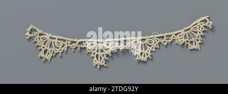 Streifen gehäkelte Seite mit fächerförmigen Reticella-Skulpturen, anonym, ca. 1890 - ca. 1909 Streifen naturfarbene irische Häkelseite, inspiriert von Reticella. Häkeln Sie Draht oder Linie mit fächerförmigen, aus Schlaufen und Bögen bestehenden Skulpturen. Irische Baumwolle (Textil) Streifen mit naturfarbener irischer Häkelseite, inspiriert von Reticella. Häkeln Sie Draht oder Linie mit fächerförmigen, aus Schlaufen und Bögen bestehenden Skulpturen. Irische Baumwolle (Textil) Stockfoto