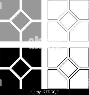 Keramikfliese Pflasterplatte Set Symbol grau schwarz Farbe Vektor Illustration Bild einfache Vollfüllung Umrisslinie dünne flache Art Stock Vektor