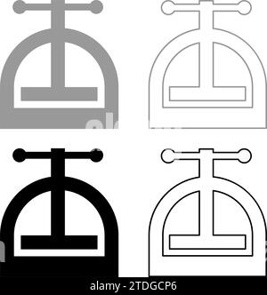 Manuelles Drücken Set Symbol grau schwarz Farbe Vektor Illustration Bild einfach ausgefüllt Kontur Linie dünn flach Stil Stock Vektor