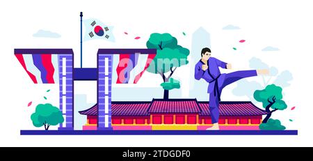 Sportzentren und Kampfkunst - moderne farbige Vektor-Illustration Stock Vektor