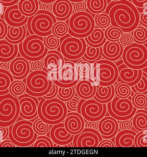 Japanisches rotes nahtloses Muster. Traditionelle chinesische Textur. Orientalischer Neujahrshintergrund. Vektorabbildung Stock Vektor