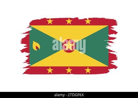 Eine detaillierte und genaue Vektor-Illustration der farbigen Flagge Grenada Stock Vektor