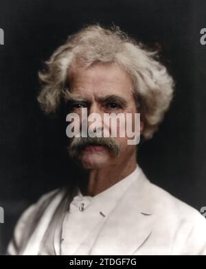 Porträt von Mark Twain. Jahr 1907. Von A. F. Bradley. Stockfoto