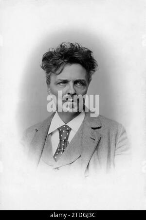 Porträt des schwedischen Schriftstellers August Strindberg. Jahr: 1896. Fotograf: Samuel Moses Marcus. Stockfoto