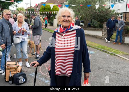 Fotos von einer traditionellen britischen Street Party zum 70. Geburtstag der Queens Stockfoto