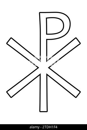 Christogramm, schwarz-weiße Vektor-Silhouette Illustration des religiösen Symbols von Jesus Christus, isoliert auf weiß Stock Vektor