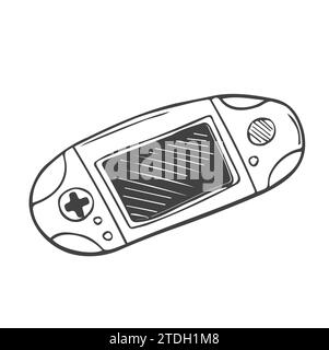 Doodle Gameboy-Konsole. Joystick für das Spiel. Videospielkonzept. Isolierter Vektor Stock Vektor