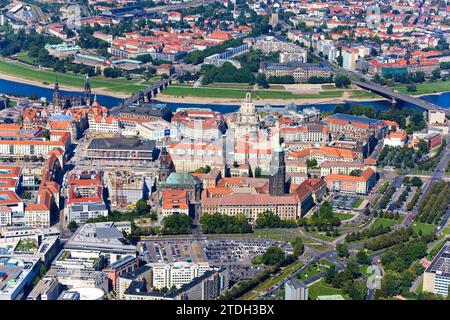 Aus der Vogelperspektive der Dresdner Altstadt Stockfoto