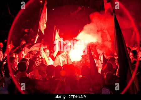 Öffentliche Besichtigung am Elbufer in Dresden auf dem Gelände der Filmnaechte am Elbufer, wo tausende von Fans ihr Team als The bejubeln Stockfoto