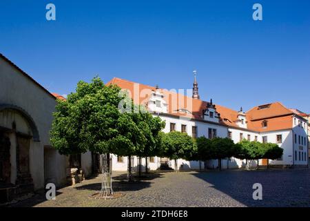 Das Zittau Alte Gymnasium wurde 1586 als Lateinschule eingeweiht, gestiftet von Bürgermeister Nikolaus von Dornspach, originales Renaissancebau umgebaut Stockfoto