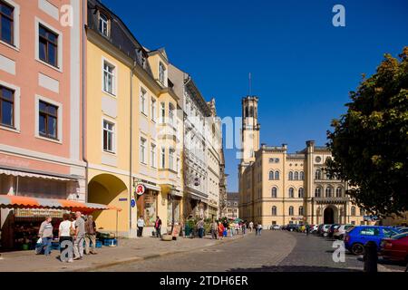 Rathaus überregional bedeutendes Gebäude des frühen Historismus, 1840-1845 von Baumeister Carl August Schramm im Stil der späten Zeit erbaut Stockfoto