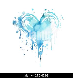 Blaues Herz in Aquarellfarbe. Vektor Valentinstag. Urlaubskarte. Vektorabbildung Stock Vektor