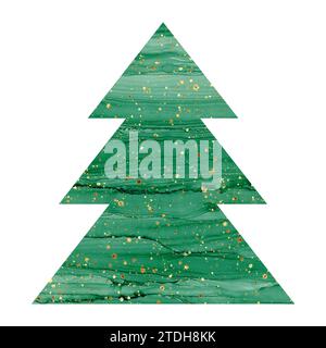 Abstrakte Alkohol Tinte flüssiger Luxus zeitgenössischer weihnachtsbaum. Grüne Flecken, Spritzer. Marmor-Effekt-Textur. Frohe Weihnachten und Happy N Stockfoto