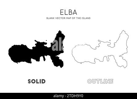 Elba Karte. Leere Vektorkarte der Insel. Grenzen von Elba für Ihre Infografik. Vektorabbildung. Stock Vektor