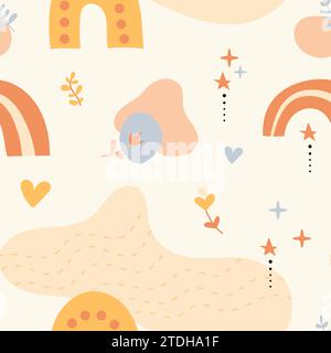 Böhmisches Babymuster. Nahtloses Babymuster im Boho-Stil. Stock Vektor