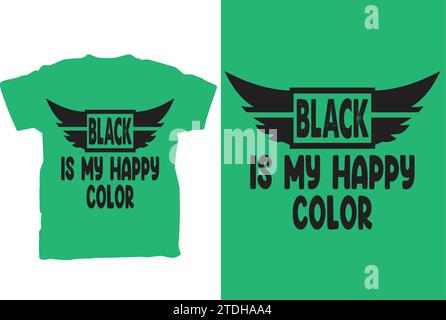 Erleben Sie die Eleganz der Einfachheit mit unserem T-Shirt „Black Is My Happy Color“, einem unverzichtbaren Kleidungsstück, das den zeitlosen Charme des Schwarzen zelebriert. Desi Stock Vektor