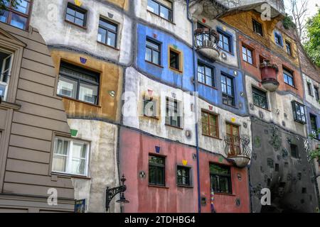 Das Hundertwasserhaus in der Stadt Wien, Österreich Stockfoto