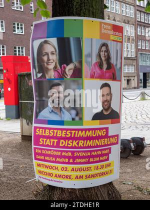 Wahlplakat für die Freien Demokraten, FDP (FDP) in Hamburg. Stockfoto