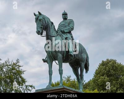 Statue Kaiser Wilhelm I. zu Pferd, Kiel, Deutschland. Stockfoto