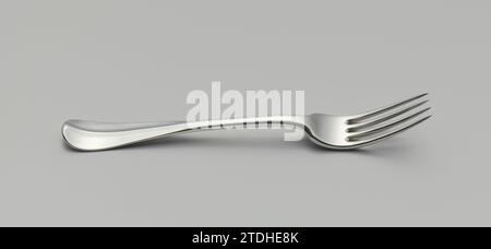 Vork van Zilver, Rudolphus Sondagh, 1789 Silbergabel, mit 4 Zähnen. Der flache, gekrümmte Schaft reicht bis zum abgerundeten Ende Rotterdam Silbergabel (Metall) aus Silber, mit 4 Zähnen. Der flache, gekrümmte Schaft reicht bis zum abgerundeten Ende Rotterdam Silber (Metall) Stockfoto