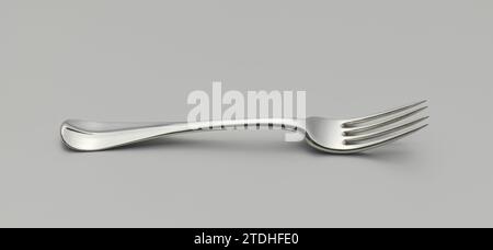 Vork van Zilver, Rudolphus Sondagh, 1789 Silbergabel, mit 4 Zähnen. Der flache, gekrümmte Schaft reicht bis zum abgerundeten Ende Rotterdam Silbergabel (Metall) aus Silber, mit 4 Zähnen. Der flache, gekrümmte Schaft reicht bis zum abgerundeten Ende Rotterdam Silber (Metall) Stockfoto