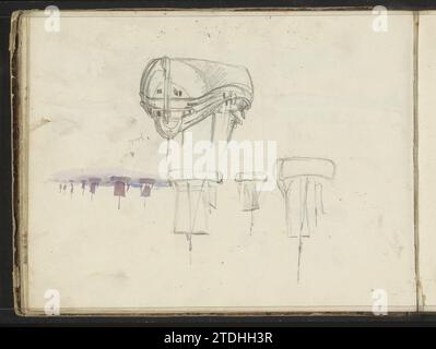Segelboote, 1822 - 1893 Seite 14 Verso aus einem Skizzenbuch mit 36 Klingen. Papier. Aquarell (Farbe). Bleistiftpinsel Seite 14 Verso aus einem Skizzenbuch mit 36 Klingen. Papier. Aquarell (Farbe). Bleistiftbürste Stockfoto