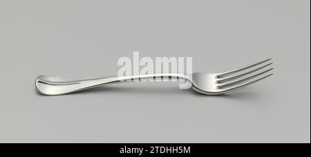 Vork van Zilver, Rudolphus Sondagh, 1789 Silbergabel, mit 4 Zähnen. Der flache, gekrümmte Schaft reicht bis zum abgerundeten Ende Rotterdam Silbergabel (Metall) aus Silber, mit 4 Zähnen. Der flache, gekrümmte Schaft reicht bis zum abgerundeten Ende Rotterdam Silber (Metall) Stockfoto