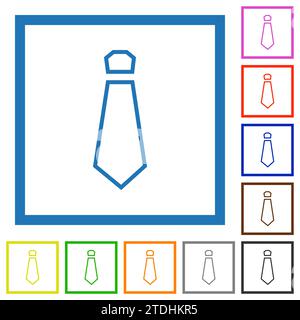 Binden Sie flache farbige Symbole in quadratischen Rahmen auf weißem Hintergrund Stock Vektor