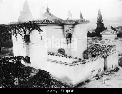 12/31/1936. Eremitage des Friedhofs Casa de Campo, der absichtlich in Brand gesetzt wurde. Ungefähres Datum. Quelle: Album / Archivo ABC / Albero y Segovia Stockfoto