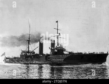 07/31/1907. Der gepanzerte Kreuzer „Tsukuba“. Japanische Kriegsschiffe, die heute Montag in San Sebastián ankern müssen. Quelle: Album/Archivo ABC Stockfoto