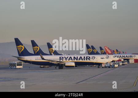 Orio Al Serio Bergamo Flughafen, Flotte von Ryan Air Flugzeugen, Hauptflughafen Italiens Stockfoto