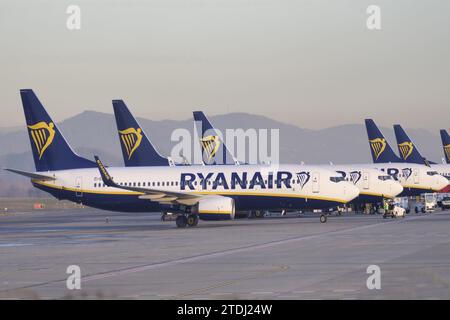 Orio Al Serio Bergamo Flughafen, Flotte von Ryan Air Flugzeugen, Hauptflughafen Italiens Stockfoto