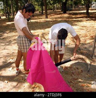 08/22/2003. Madrid. 22.08.03. Stierkämpfe im Landhaus. Die Novilleros José Manuel Sandin und José María Lázaro. Foto: José Luis Álvarez. Quelle: Album / Archivo ABC / José Luis Álvarez Stockfoto