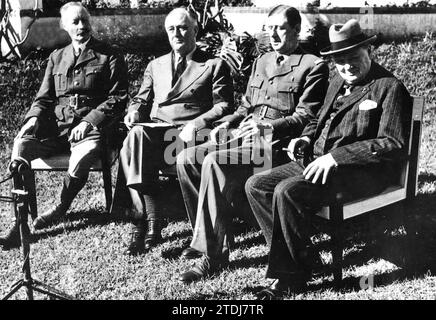 Casablanca (Marokko). 01/14/1943. Konferenz in Casablanca vom 14. Bis 24. Januar 1943. Von links nach rechts: Giraud, Roosevelt, de Gaulle und Churchill. Quelle: Album/Archivo ABC Stockfoto