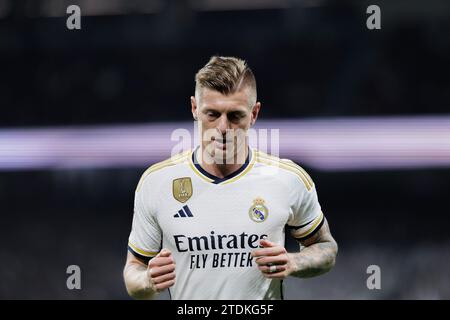 Madrid, Spanien. Dezember 2023. Toni Kroos von Real Madrid wurde 2023-24 beim Spiel der La Liga zwischen Real Madrid und Villarreal im Santiago Bernabeu Stadion gesehen. Endergebnis: Real Madrid 4:1 Villarreal. Quelle: SOPA Images Limited/Alamy Live News Stockfoto