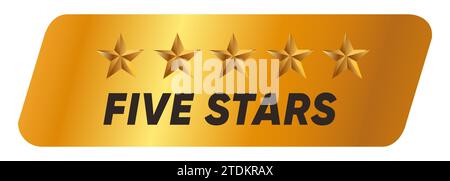 Fünf-Sterne-Emblem-Abzeichen-Siegel goldenes Design isoliert Stock Vektor