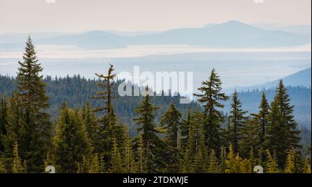 Blick über den Rand des Crater Lake National Park in Oregon, USA Stockfoto