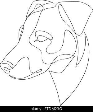 Durchgehende Linie Jack Russell Terrier. Einzeilige Hundeschlittenvektorillustration mit minimalem Stil. Hochformat Stock Vektor