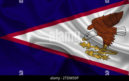 Hohe detaillierte Flagge von Amerikanisch-Samoa. Nationalflagge von Amerikanisch-Samoa. 3D-Abbildung. Stockfoto