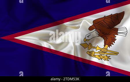 Hohe detaillierte Flagge von Amerikanisch-Samoa. Nationalflagge von Amerikanisch-Samoa. 3D-Abbildung. Stockfoto